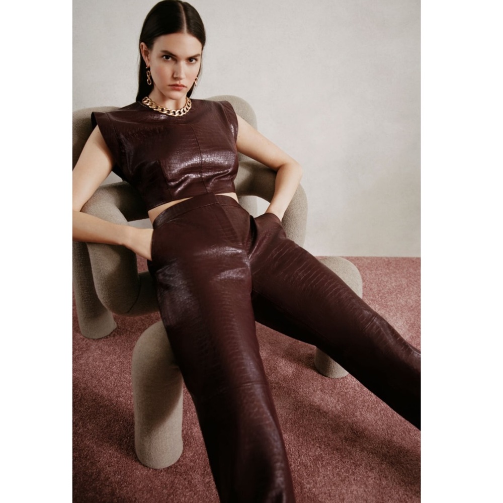 SOLD on Merc - NWT Zara Faux Leather Crocodile Pants
